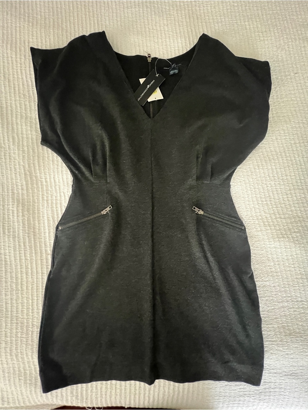 French Connection V-Neck Mini Dress with Zip Pockets Size 12 NWT